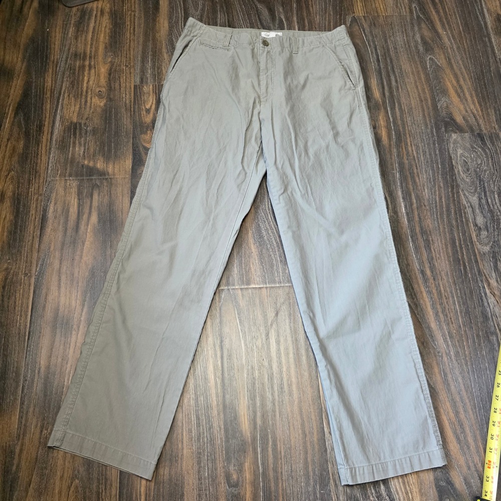Calvin Klein Mens 36x32 Taupe Grey Micro Ribbed Cotton Straight Leg Chino Pants